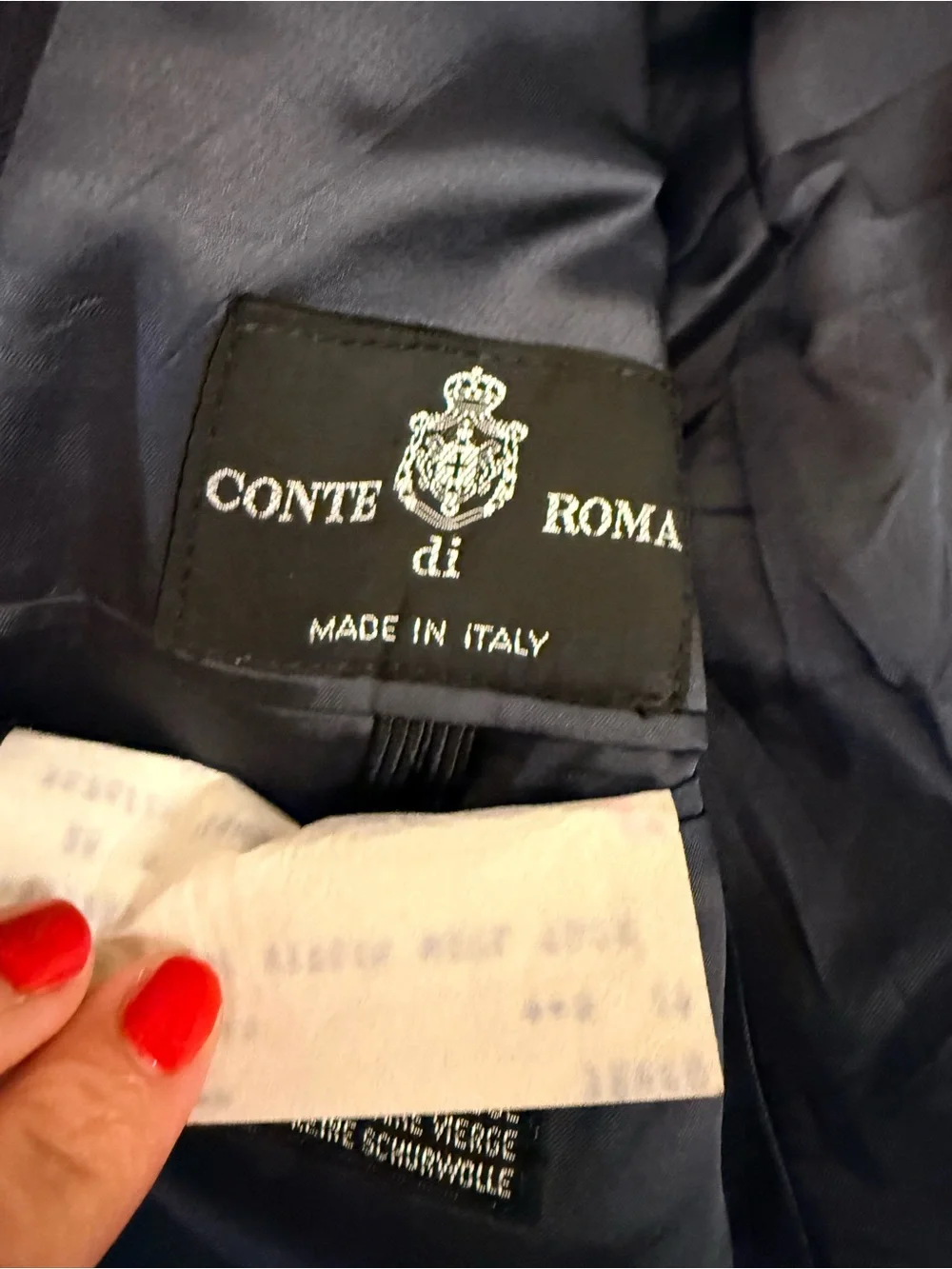 Conte di Roma Made in Italy 100% Virgin Wool Blazer Sport Coat Men’s 38R Navy